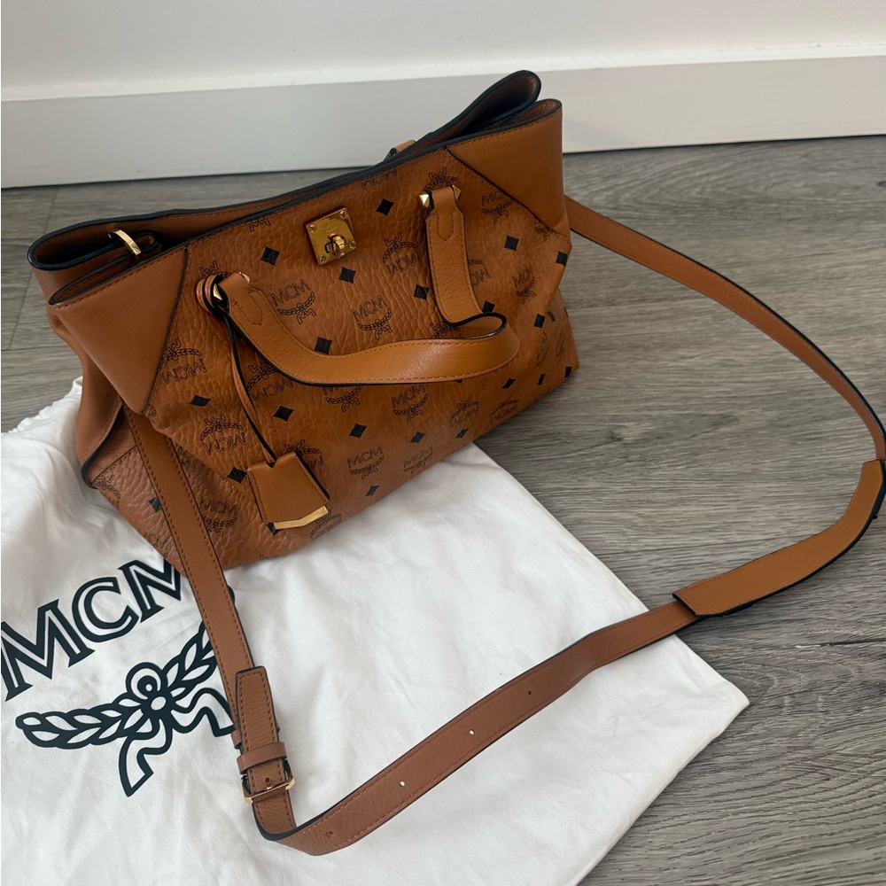 MCM Cognac Leather Shoulder Bag